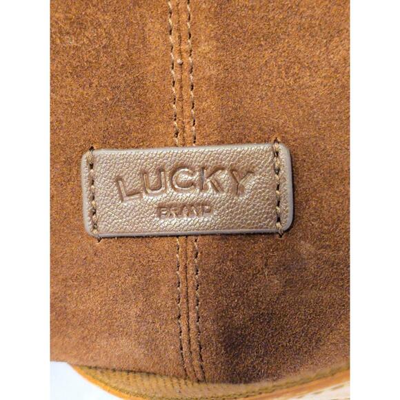 Lucky Brand Genuine Leather  Nyra Bag Tan Fringe Boho Suede Hobo Tote Bag - Picture 5 of 7